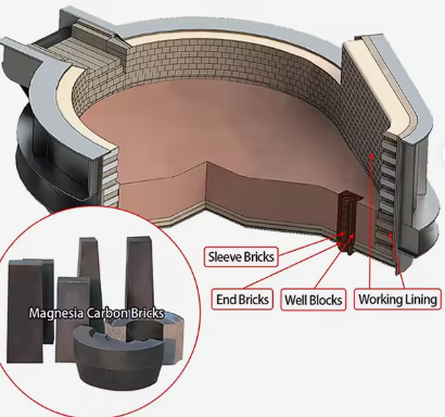 Rohsheng Feuerfeste Magnesia-Kohlenstoffziegel Hochtemperatur 1800°C Magnesium-Kohlenstoffziegel für Eaf und Konverter