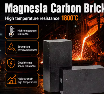 Rohsheng Feuerfeste Magnesia-Kohlenstoffziegel Hochtemperatur 1800°C Magnesium-Kohlenstoffziegel für Eaf und Konverter